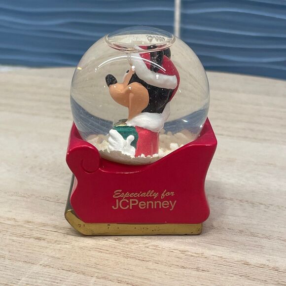 Miniature Mickey Mouse Santa Claus Snow Globe Christmas Decoration 2003 JC Penny - Picture 1 of 7